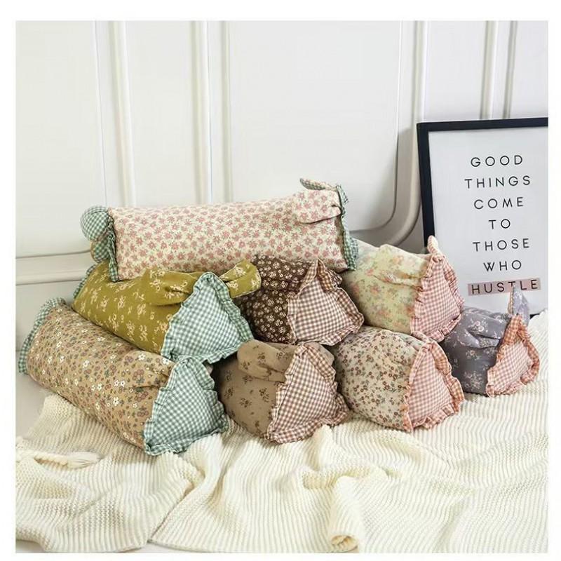 Lavender Buckwheat Filled Cotton Pillow Neck Support Rectangular Adult Size Style