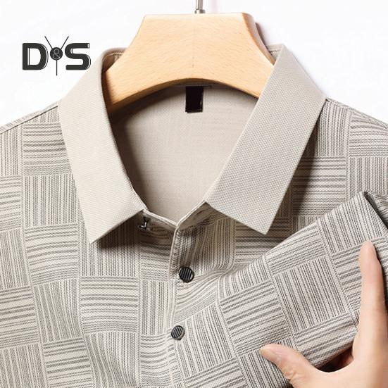 Men's Plaid Casual Shirt Long Sleeve Breathable Lapel Business Shirt Regular Fit Top with Button Collar for Work Travel Daily Wear