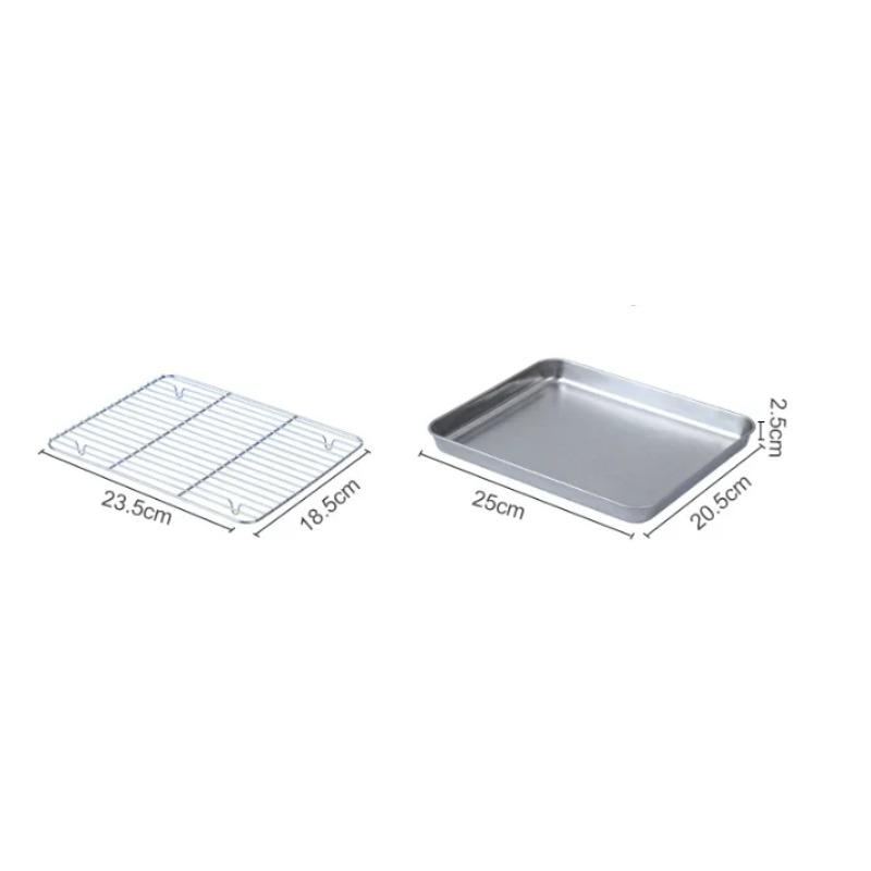 304 Wire Steaming Kebab Barbecue Mesh Rack BBQ Grill Mesh Net Carbon Stainless Steel Deep Square Plate Cafeteria Storage Trays