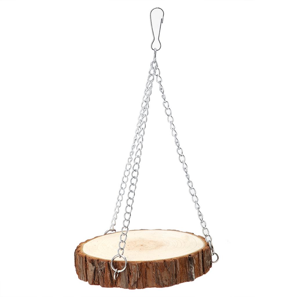 Wooden Natural Eco Friendly Portable Pet Swing Toy for Parrot Hamster(L)