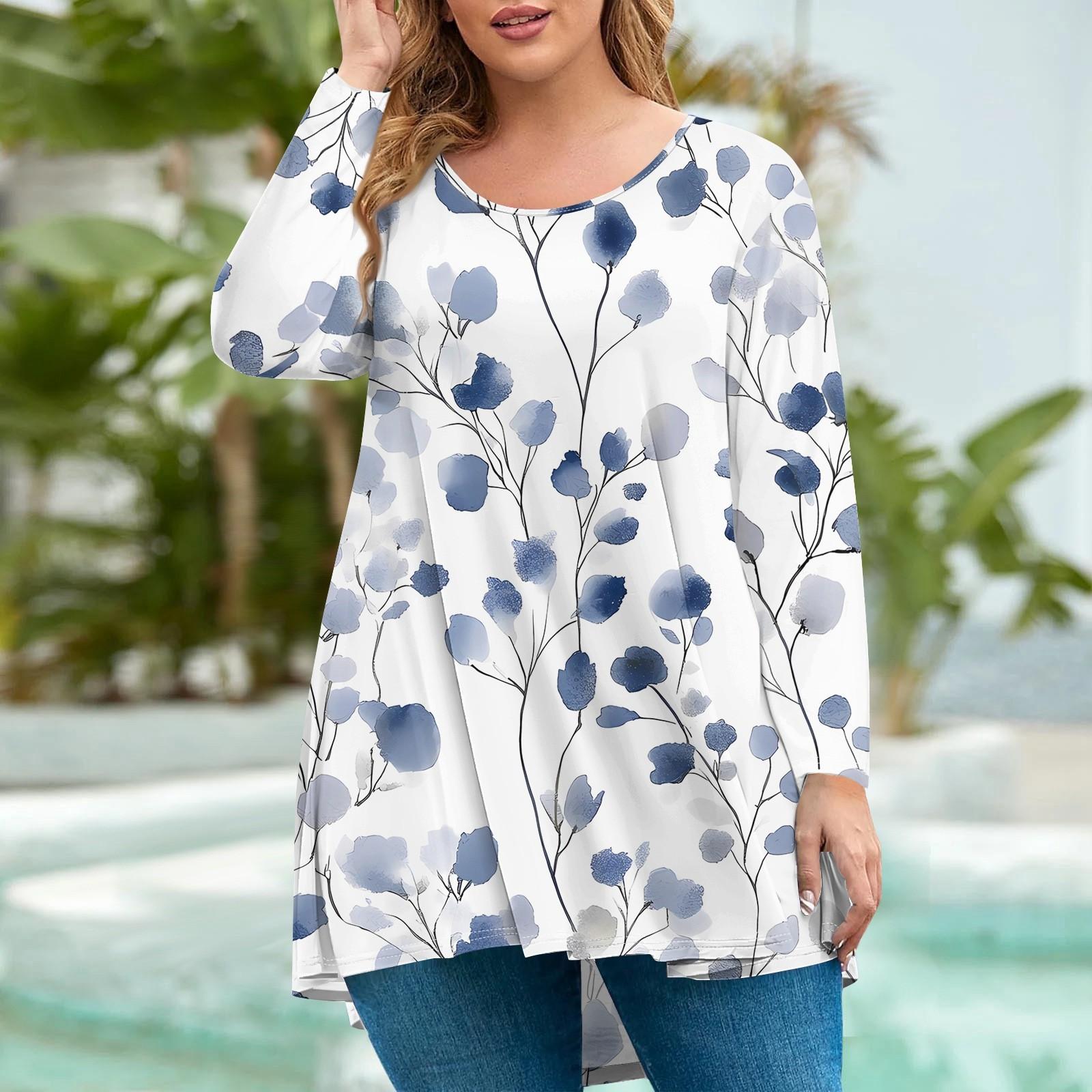 

Женская мода большого размера с круглым вырезом и длинным рукавом, повседневный свободный пуловер с принтом XXXL