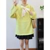Hollow design lace-up bow sweater pullover autumn and winter new temperament gentle knitted sweater top women