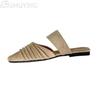 Fashion Casual Mules Women's Slippers Square Toe Flat Sandals Loafers Shoes Woman 2025 Trend Summer Soft Sole Shallow Comfort Sandalias