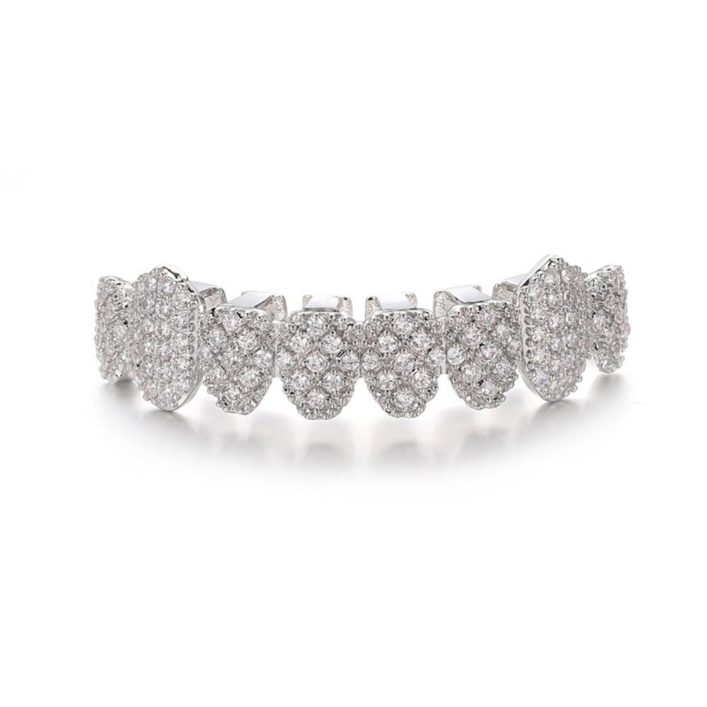Fashion Full CZ Stone Rhinestone Braces Zircon Teeth Cap Brace For Women Men Top Bottom Dental Grills Personalized Body Jewelry