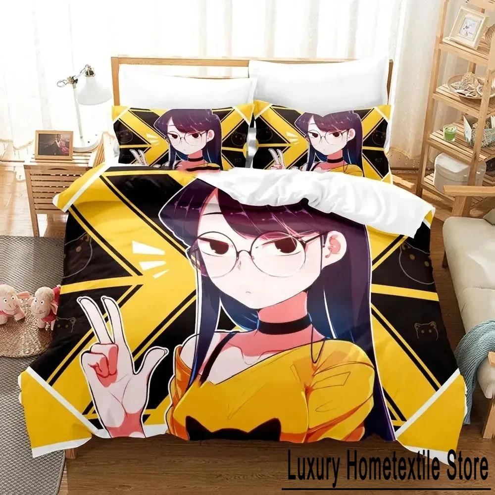 Anime Komi Can't Communicate Bedding Set Duvet Cover Bed Set Quilt Cover Pillowcase Comforter King Queen Size Boys Adult