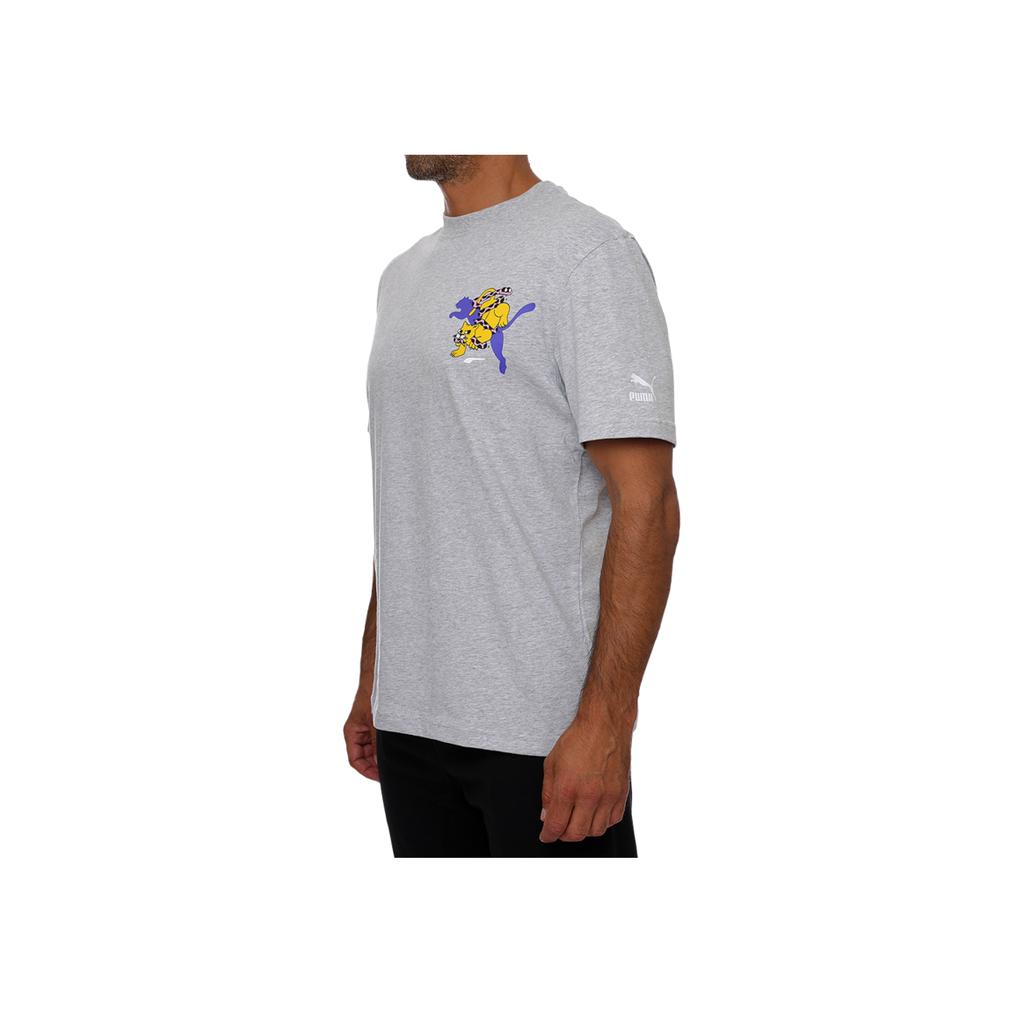 Puma Cartoon Print Sports Crew Neck Short Sleeve T-Shirt Men Tops Grey 530222-04