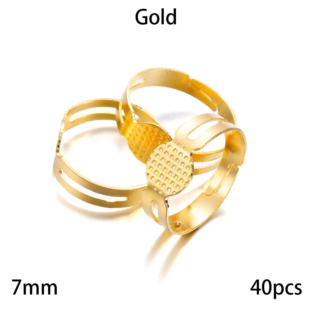 20-40Pcs/lot 7-10mm Metal Adjustable Blank Rings Setting For DIY Handmade Ring Jewelry Making Finding Supplies Accessories