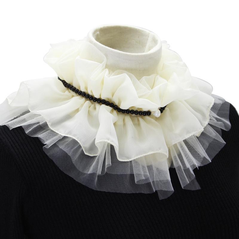 Perfect Match Ladies Ruffles Stand Shirt Scarf Fake Collar Sweater Decorative Collar Detachable Lace Blouse Doll Collar Neckwear For Women
