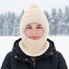 Winter Thermal Hat Soft Beanie with Neck Gaiter Polar Fleece Lining Knit Warm Hat with Ear Flaps for Cold Weather Autumn Hiking