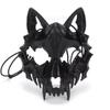 Halloween Halbgesichtsmaske - Schwarzer Tiger Yaksha Tengu Werwolf Cosplay
