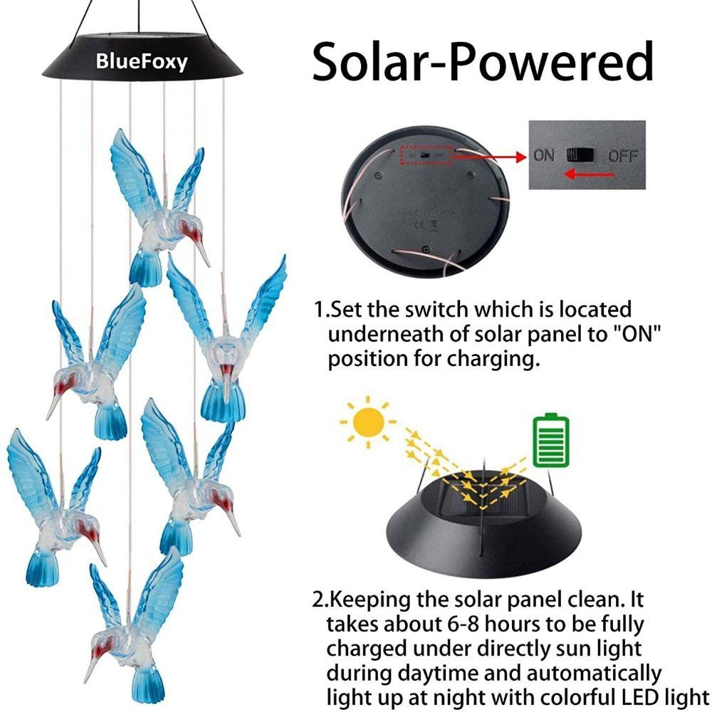 Hanging Porch Wind Chime Hanging Lamp Waterproof Solar Lights  Garden Decoration