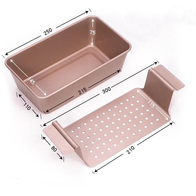 

Набор из 2 форм для мяса и хлеба с антипригарным покрытием, со съемной вставкой и поддоном для слива, прочные кухонные гаджеты для здоровой выпечки