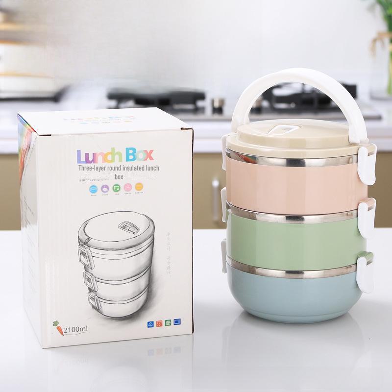 304 Multi-Layer Round Lunch Box - Insulated, Sealed, and Available In One To Four Layers