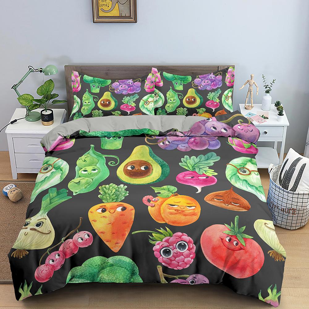 Snack Duvet Cover Set Coffee Bread Donut Pattern Pink Polyester Comforter Cover For Kids Adult Teen Bedding Set Queen King Size