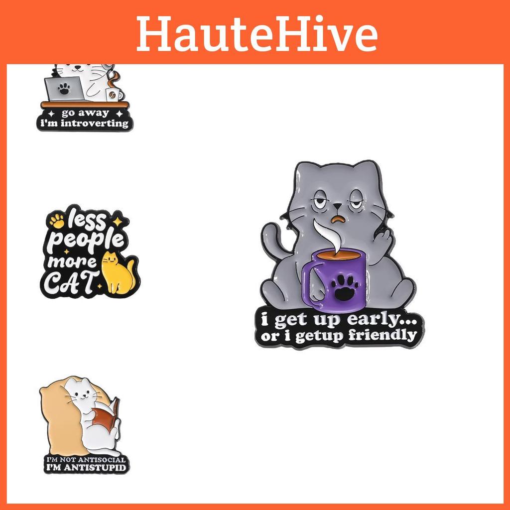 Eye-catching Cartoon Cat Design Metal Brooch With Colorful Enamel Finish For All