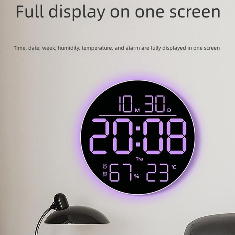 LED Wall Clock With Large Font Temperature Time Function