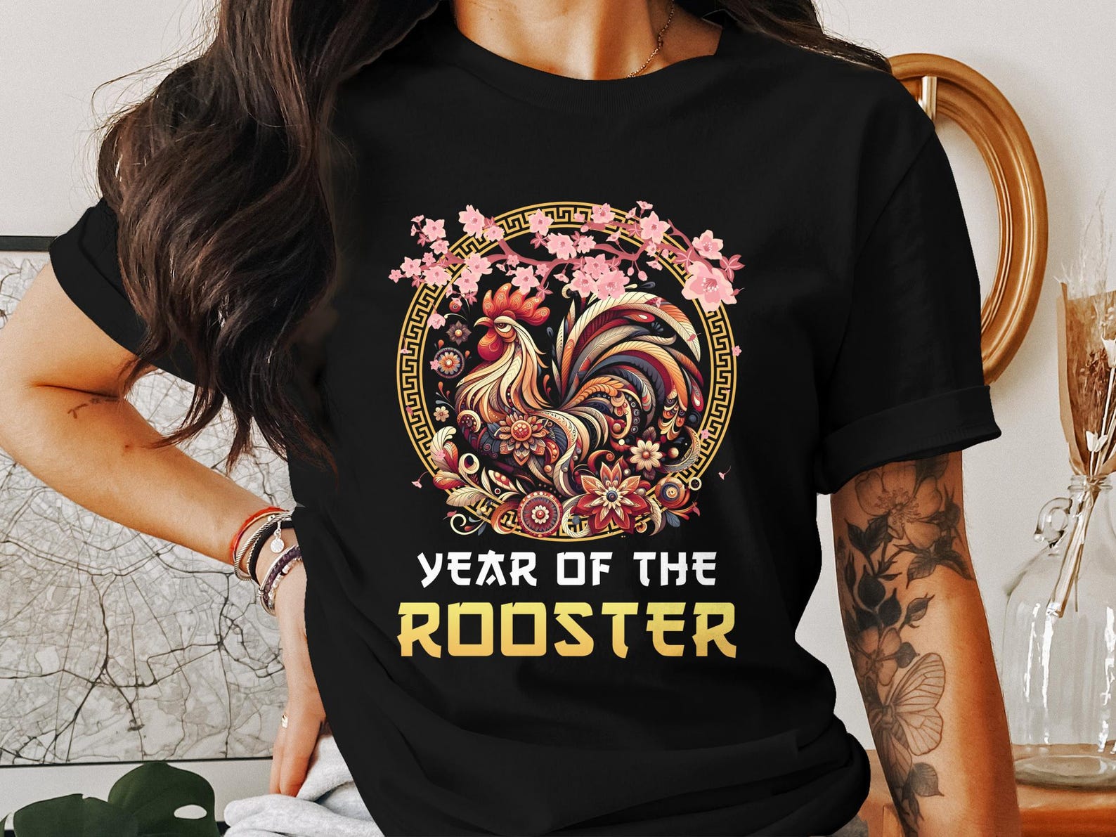 Chinese Zodiac Rooster T Shirt, Lunar New Year Tee, Chinese New Year Rooster Shirt, Year of the Rooster Shirt S