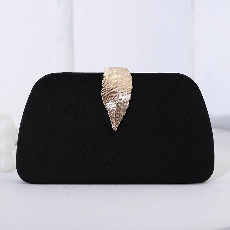 New fashion temperament dinner bag velvet metal leaf dress with banquet clutch bag small square bag women