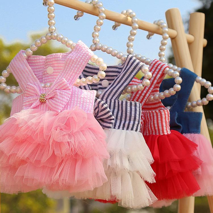 Striped Camisole Mesh Dress for Small & Medium Dogs and Cats
