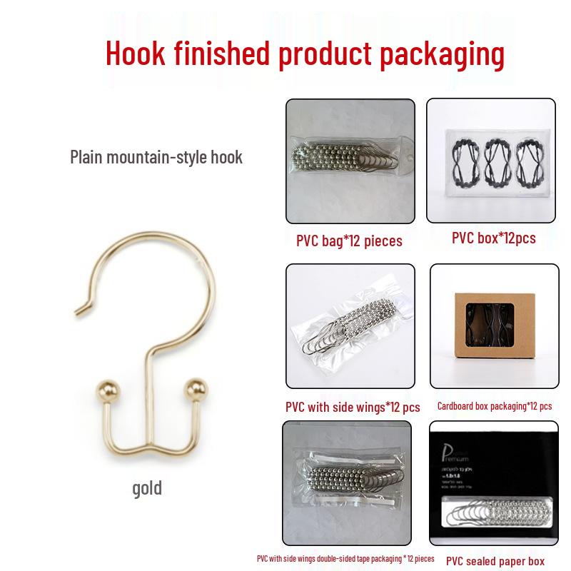 Stainless Steel Double-Sided Bath Curtain Hooks, Tool-Free Install, Sliding J-Hook Design