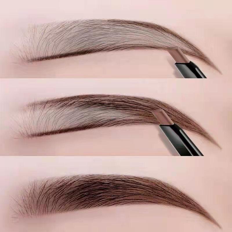 Waterproof Double-Headed Automatic Eyebrow Pencil with Powder - Long-Lasting, Smudge-Proof, Beginner-Friendly 3D Eyebrow Brush.