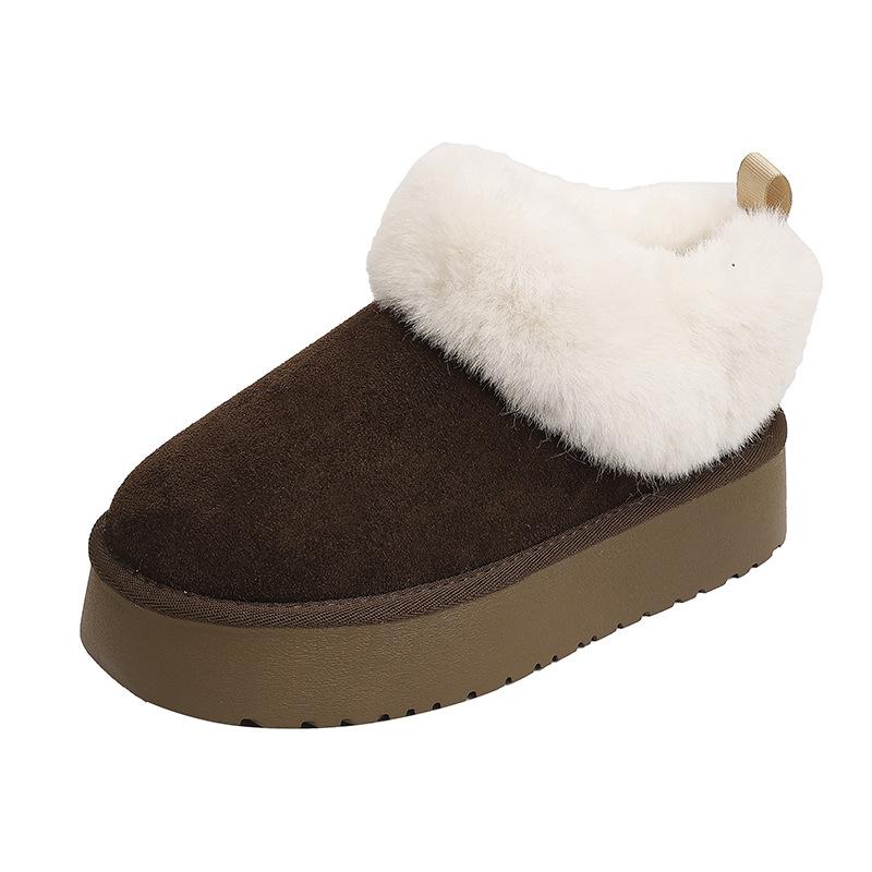 Mao Mao mouth snow boots women's 2025 winter new Korean version thick-soled short tube thickened foot and velvet cotton shoes