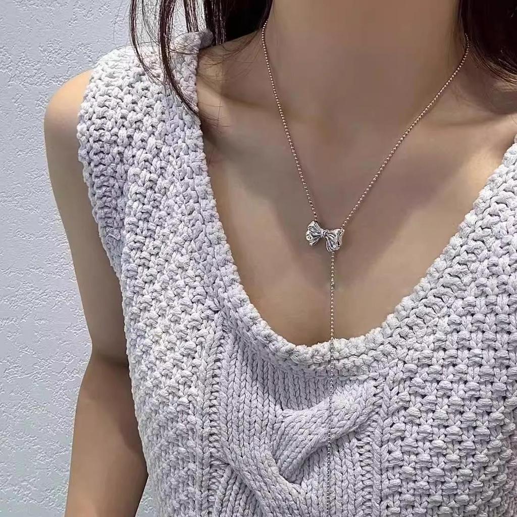 Elegant Heart Bow Pearl Necklace for Women - Non-fading, High-End, Versatile, New Style