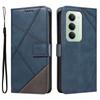 For Xiaomi Redmi 15 4G (EU) (171mm) Leather Case Geometric Line Design Wallet Phone Cover with Wrist Strap