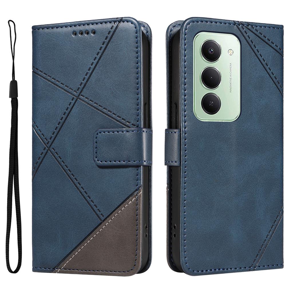 For Xiaomi Redmi 15 4G (EU) (171mm) Leather Case Geometric Line Design Wallet Phone Cover with Wrist Strap
