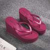 Effen Kleur Hoge Hak Plateau Zomer Dames Schoenen Strand Slippers Skateboard Pantoffels Casual Outdoor Instappers voor Vrouwen