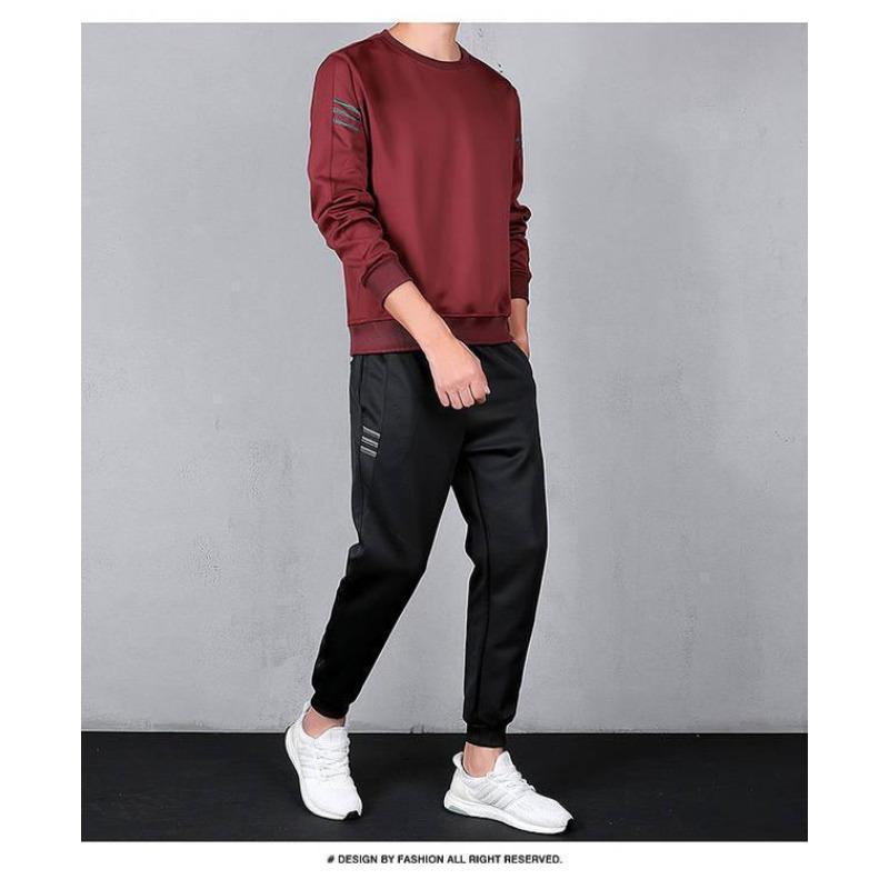Teen Men's Casual Sports Suit Large Size Three Pairs Carrying Crew Neck Sweater Men's Long Sleeves Pants