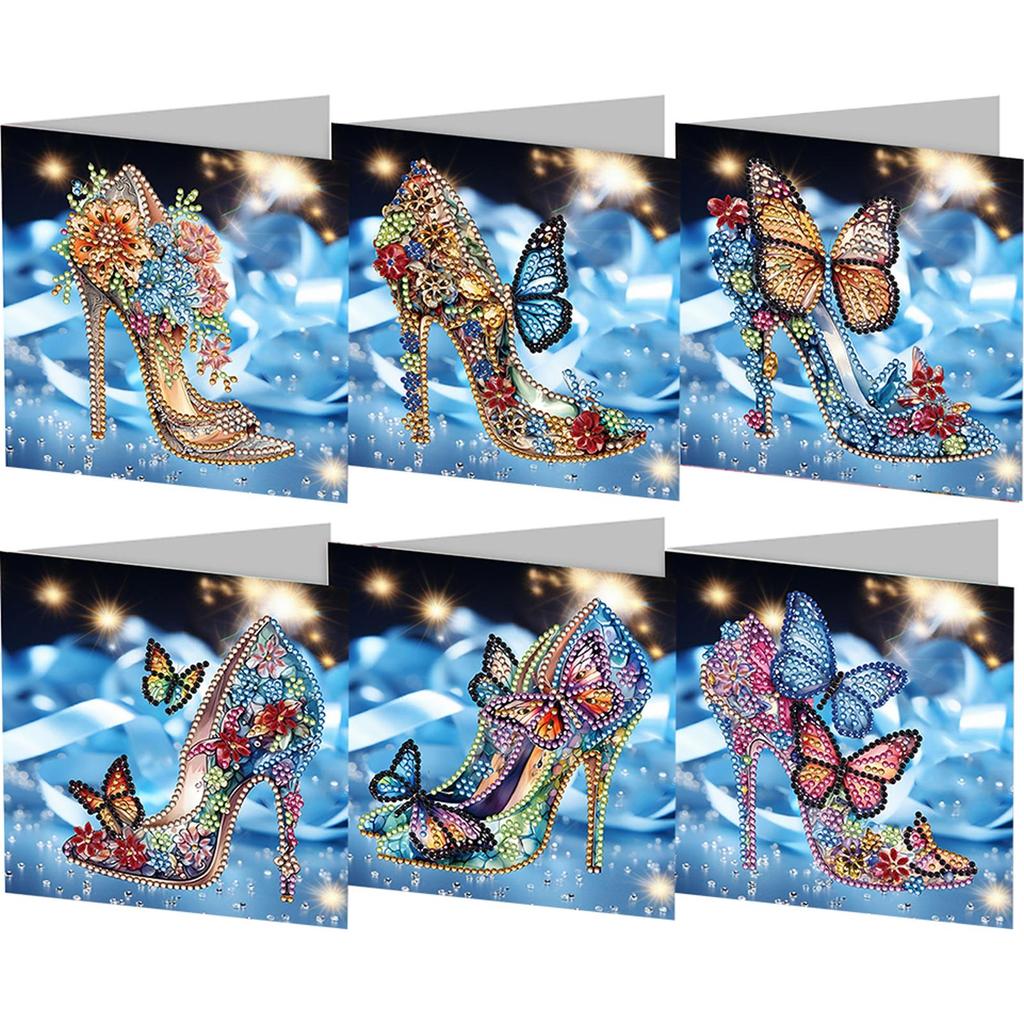 4-12PCS 5D Rhinestone Arts Greetings Birthday Card Handmade Diamond Painting Christmas Festival Card Thank You Card For Family A