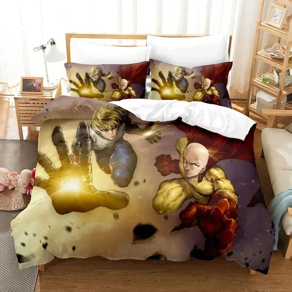 Anime One-Punch Man Saitama Bedding Set Boys Girls Twin Queen Size Duvet Cover Pillowcase Bed Kids Adult Home Textileextile