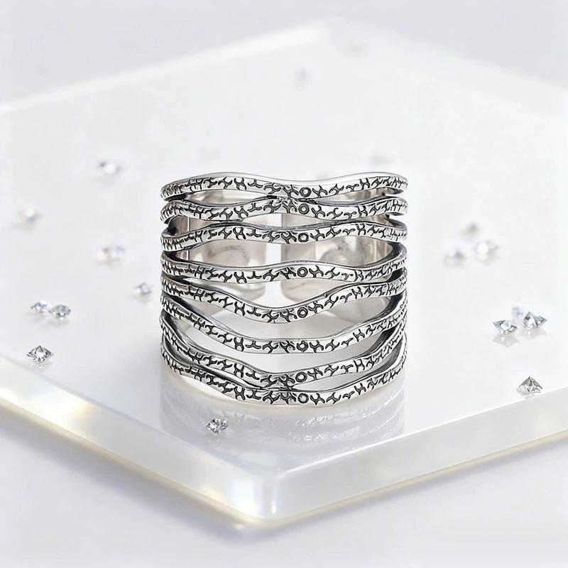Foxanry Vintage Punk Finger Rings For Women Girl New Trendy Elegant Multilayer Geometry Handmade Birthday Party Jewelry Gifts