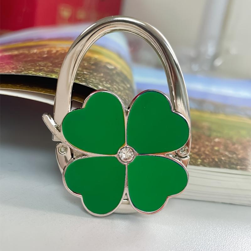 Creative Folding Lucky Grass Hanging Hook Four-leaf Clover Bag Hook Tableside Hanging Hook No Drilling or Glue Required