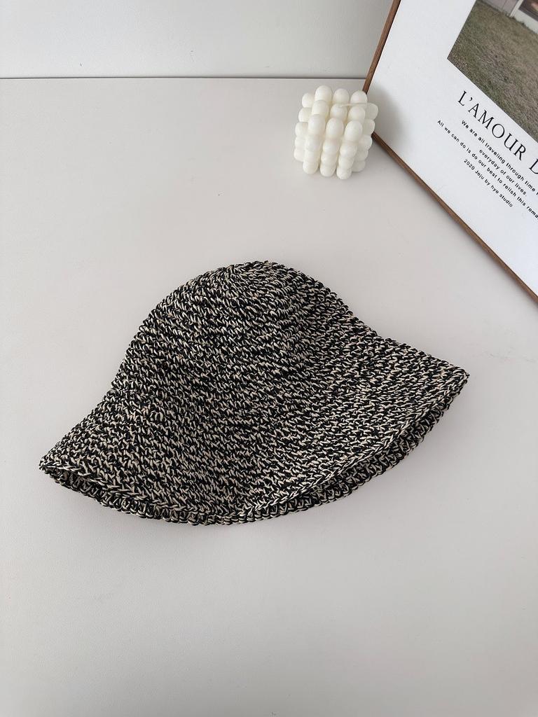 Summer new sun hat women's South Korea Dongdaemun weaving hollowed out after split fork sun protection hat fisherman hat children