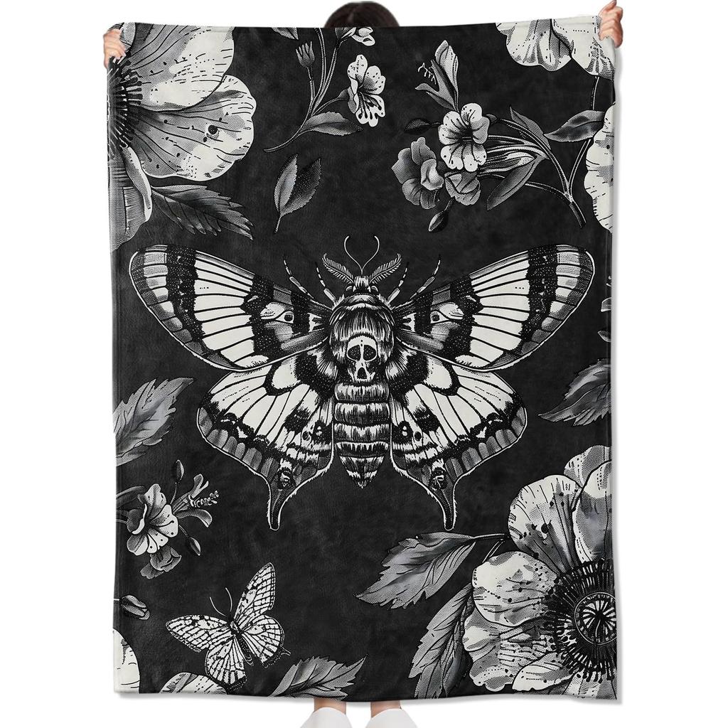 Bohemian Blanket Halloween Gothic Flannel Light Blanket Suitable for Home Office Sofa Decoration