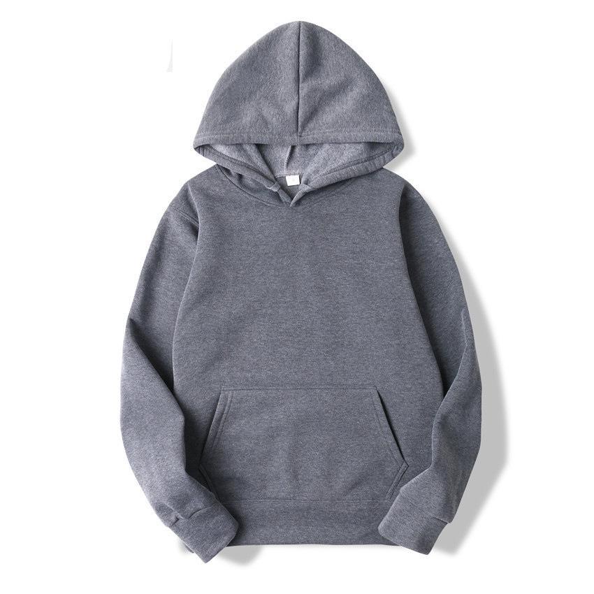 2021 Men's Solid Color Hooded Pullover Sweatshirt