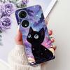 For Oppo Reno8 T Phone Case Reno 8T 5G 4G CPH2481 CPH2505 Elegant Floral Cat Soft Silicone Transparent TPU Lightweight Cases