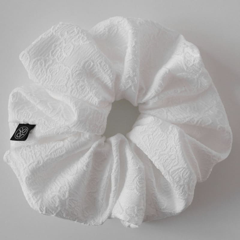 Voor Flower Jacquard Scrunchie_Large_White