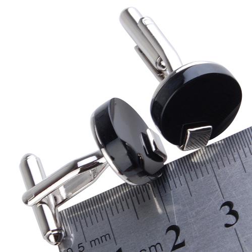 Pair Of Fashionable Men Round Shaped Cufflinks Office Meeting Events Anniversary Supplies Black