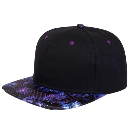 

Sproutsy Men s Stylish Graphic Hip Hop Cosmo Cap, Unisex, Space Design, Purple and Black
