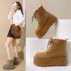 Muffin thick-soled small man heightening Martin boots women's shoes autumn and winter lace-up round head short boots