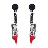 Retro Halloween Kitchen Knife & Axe Earrings: Creative Bloodstain Scissors Ear Ornaments for Women