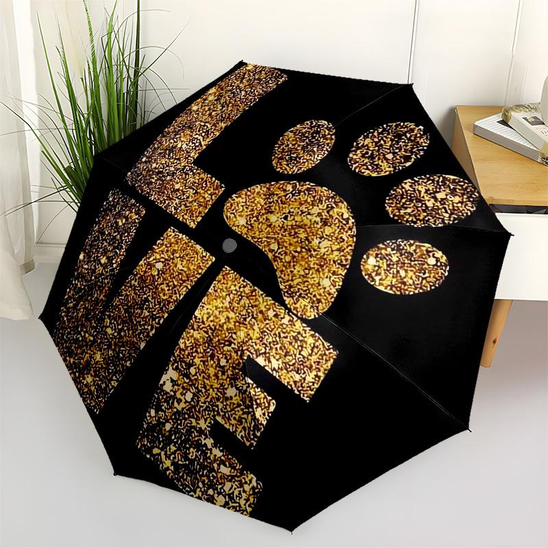 1pc Love with Paw Print Umbrella with Plastic Handle,Vibrant Cartoon Pattern,Multi-functional UmbrellaPT163