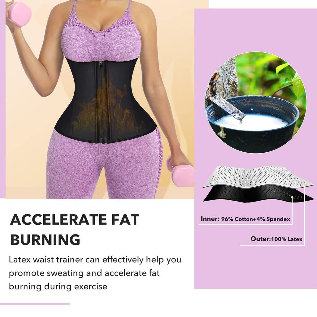 Waist Trainer for Women Latex Underbust Waist Corsets Cincher Plus Size Workout Girdle Body Shaper Zipper