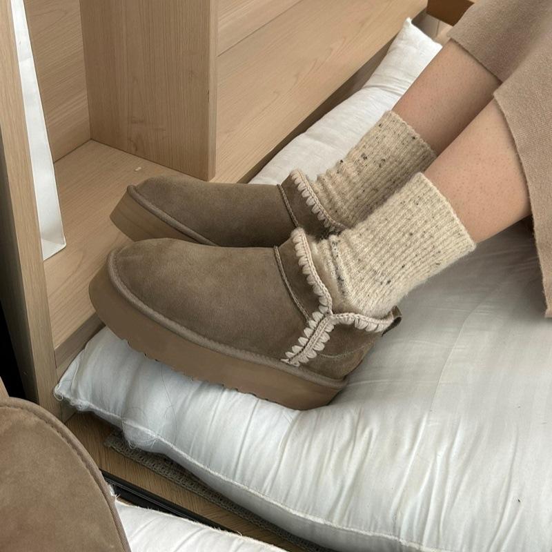 Sangpo snow boots women's new sheepskin and fur integrated short tube wool mouth increased thick-soled warm wool boots winter shoes