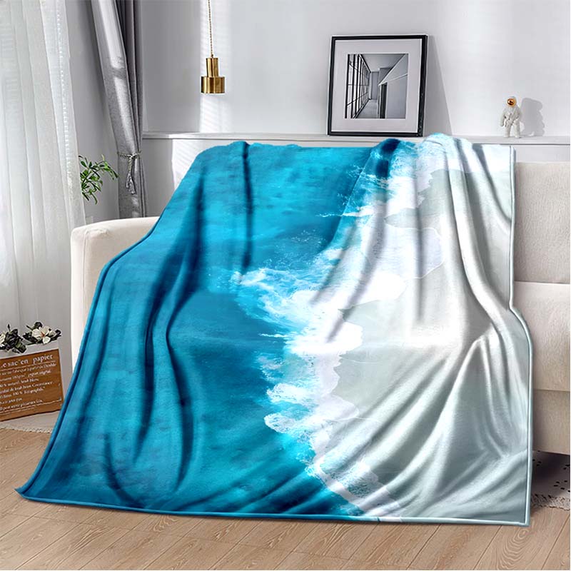 

3D Fashion Wave Pebble Starfish Cartoon Flannel Blanket Sofa Bed Bedroom Warm Portable Exquisite Extra Large Warm Blanket Gift 75x90cm