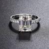 4CT 8*10MM Bagues Zircon/moissanite Coupe Émeraude pour Femmes Alliance Classique Bijou Cadeau Argent Sterling 925 Original
