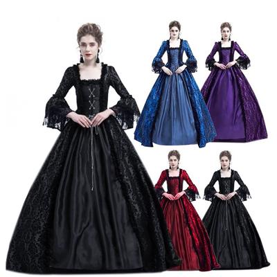 Women Vintage Retro Gothic Long Sleeve Hooded Dress Long Gown Dresses